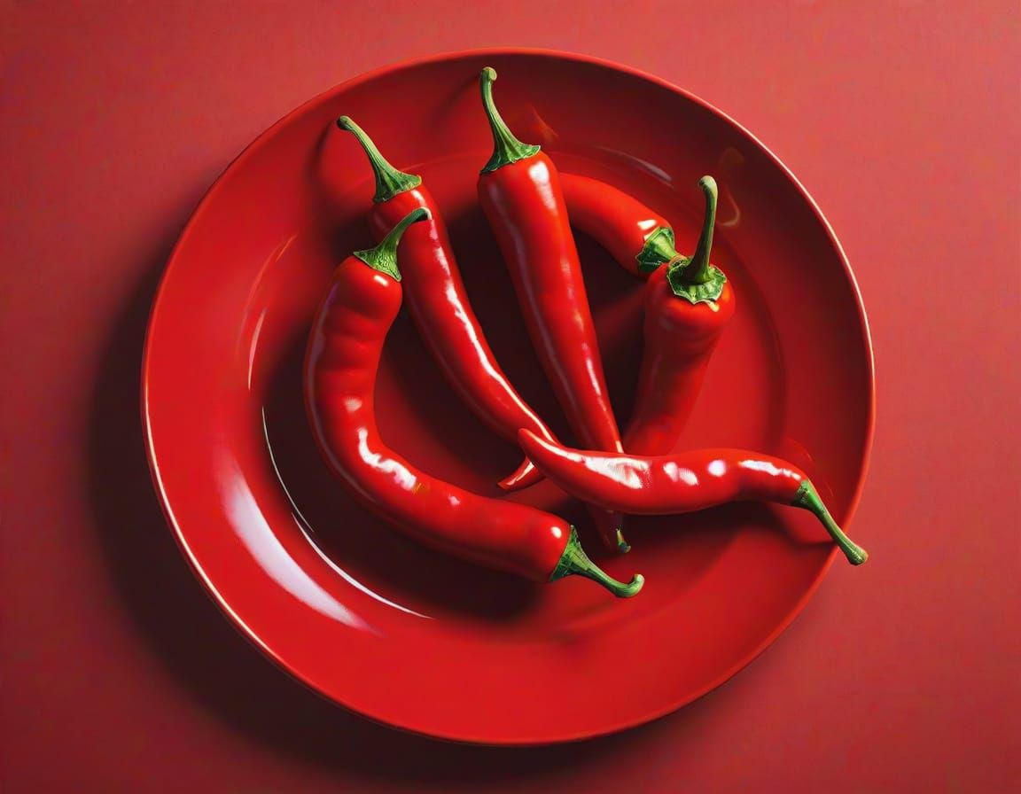 Vibrant Red Chili Peppers in Bold Minimalist Style