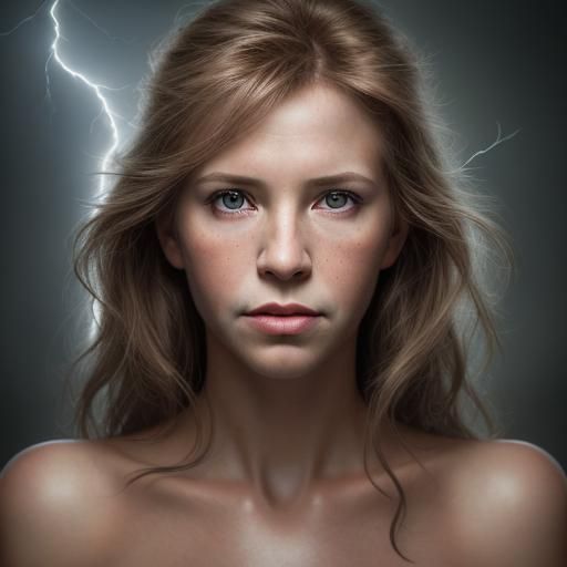 Lightning Woman Portrait in Professional Photography Style