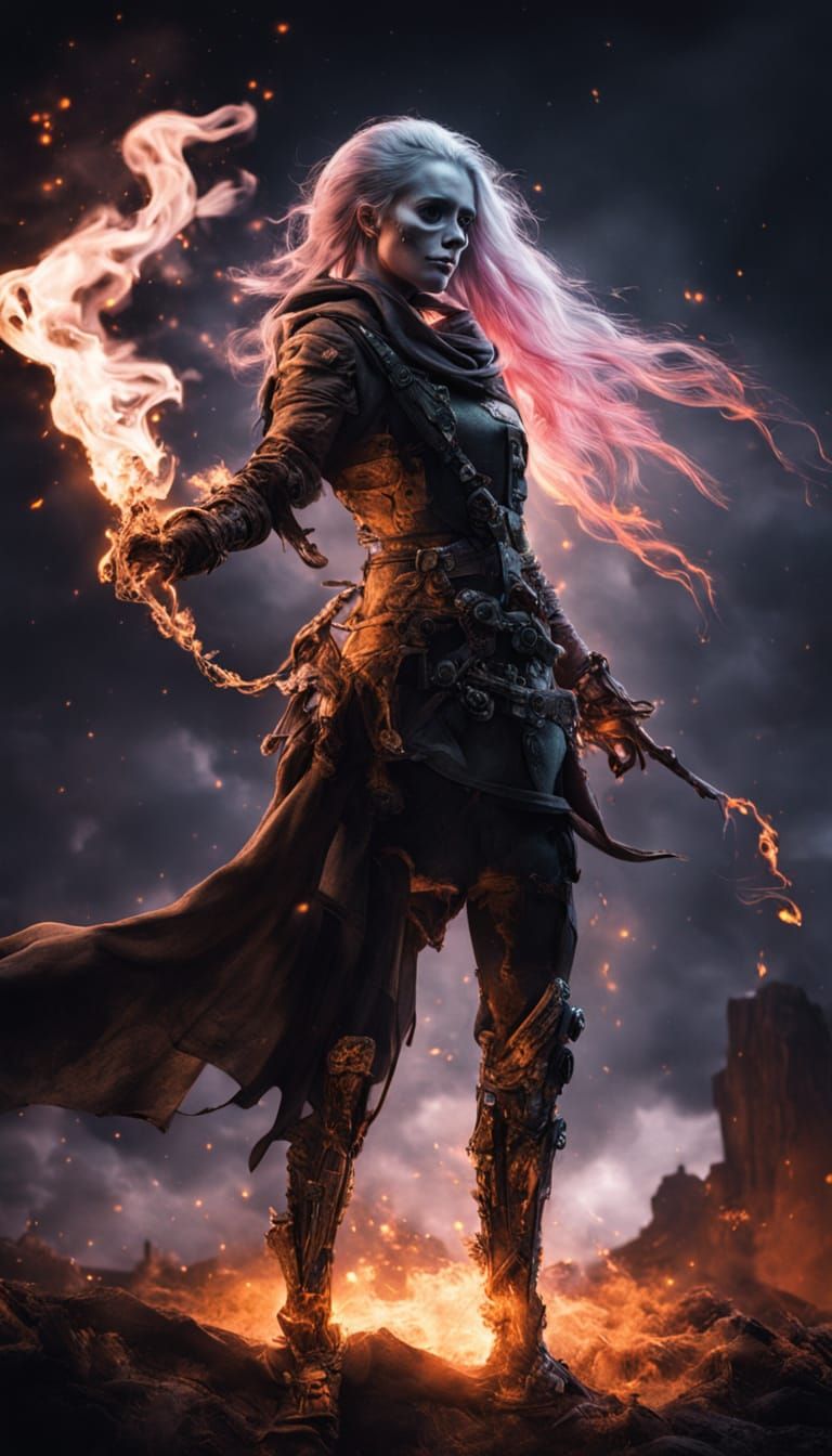 Skeleton in Firelight: Dark Fantasy Photography