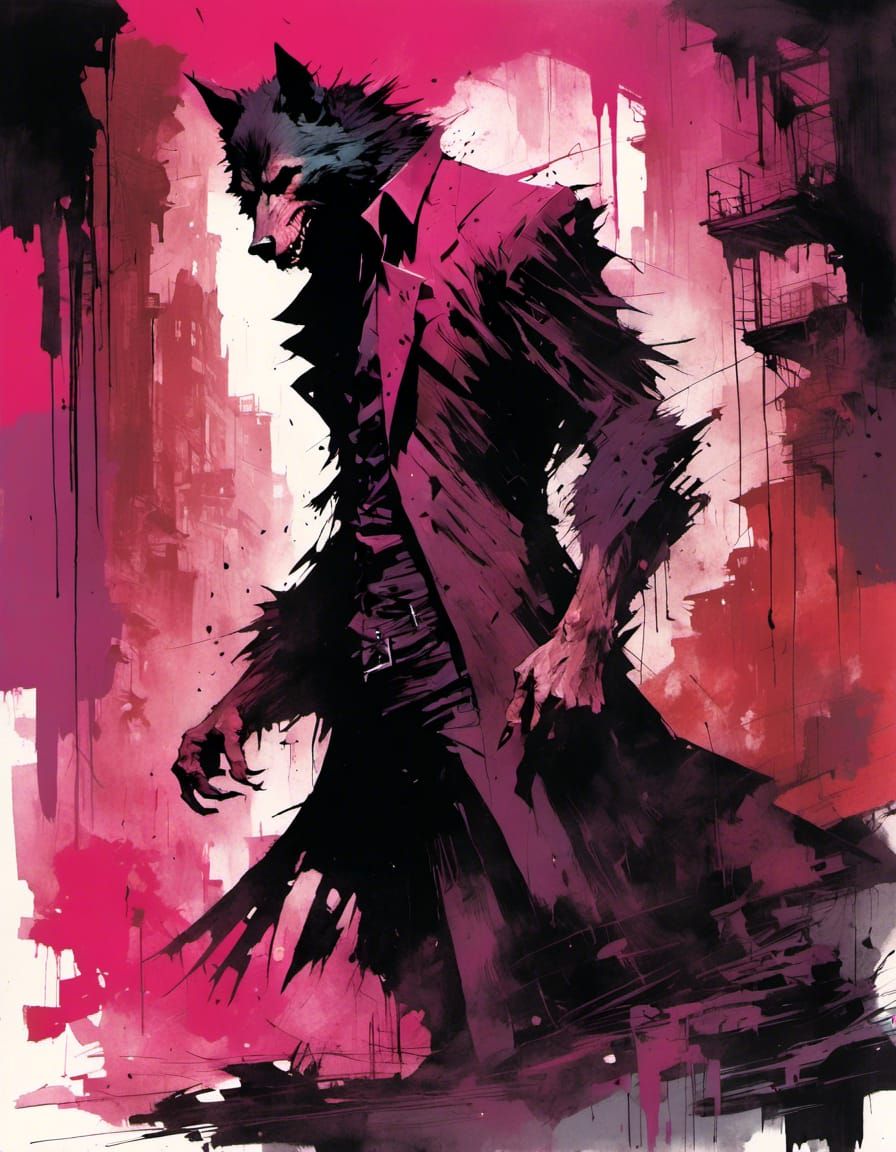 Wolfman in Sewers: Dynamic Comic Book Art