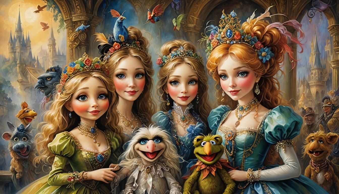 Muppet-Inspired Puppet Show in Romantic Surrealist Style