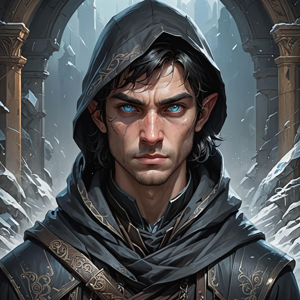 Halfling Assassin Portrait in Hyperdetailed Digital Art