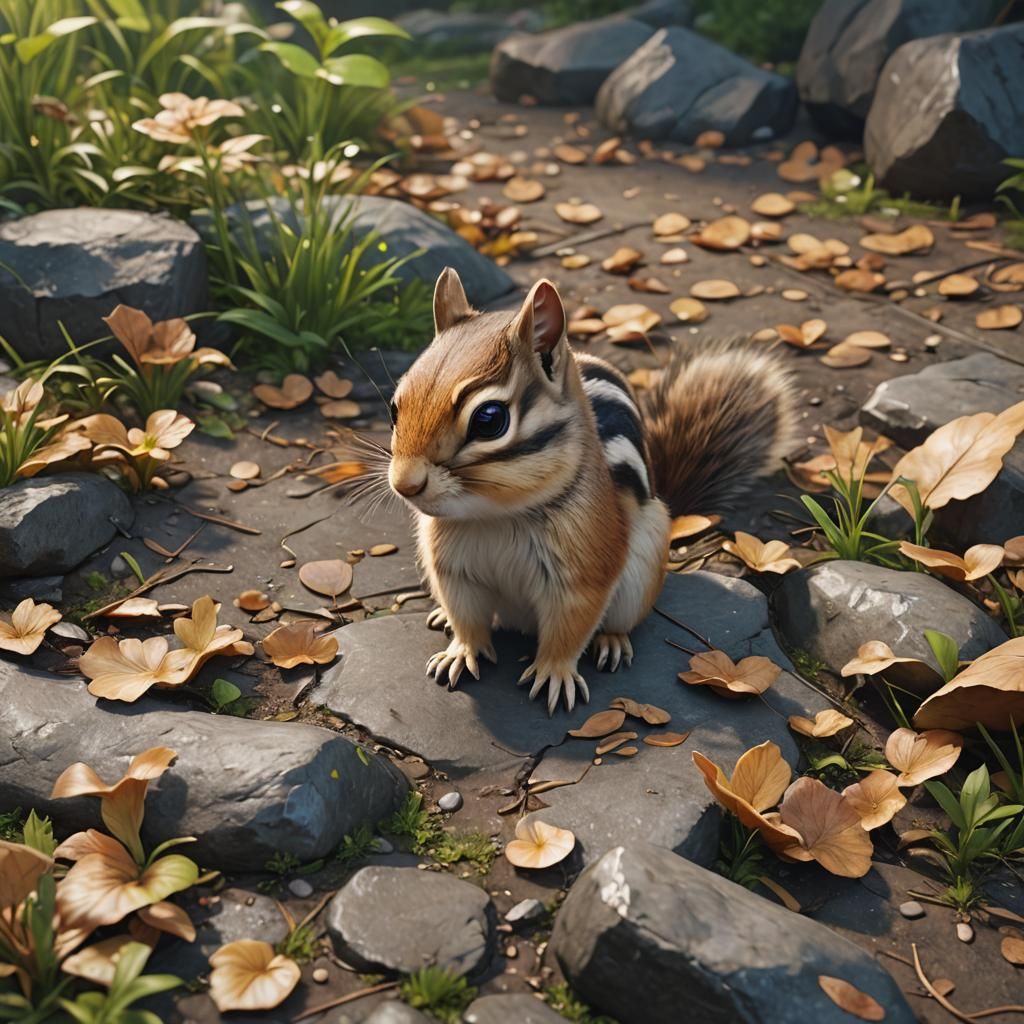 Detailed 3D Anime Chipmunk Inspired by WLOP