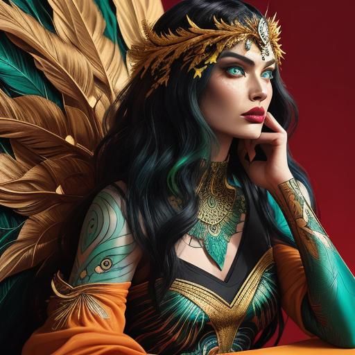 Comic Book Art: Women with Peacock Feathers