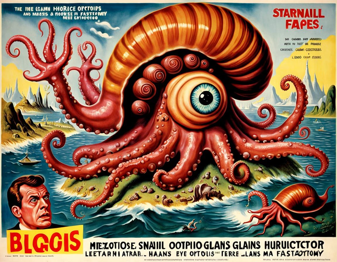 Surreal 1960s Horror Poster in Grotesque Style