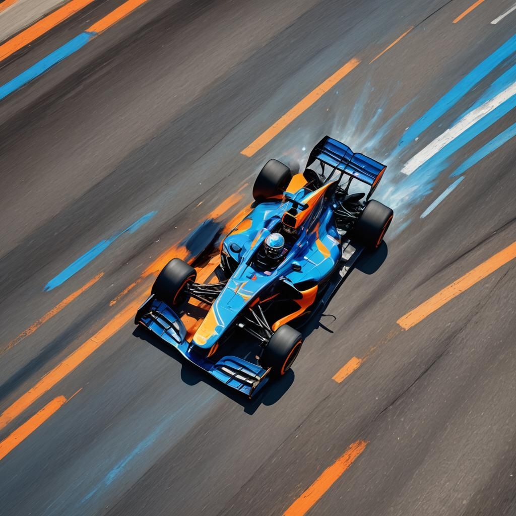 Formula 1 Car in Abstract Expressionist Style