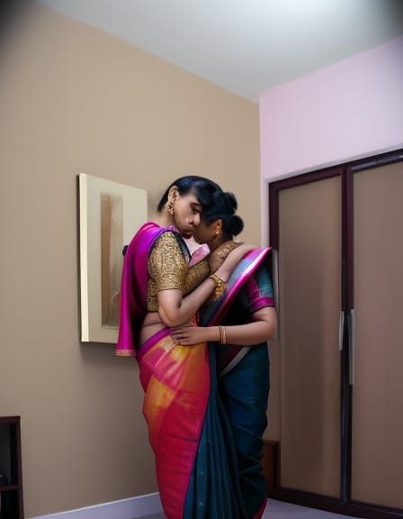Women Kissing in Sarees