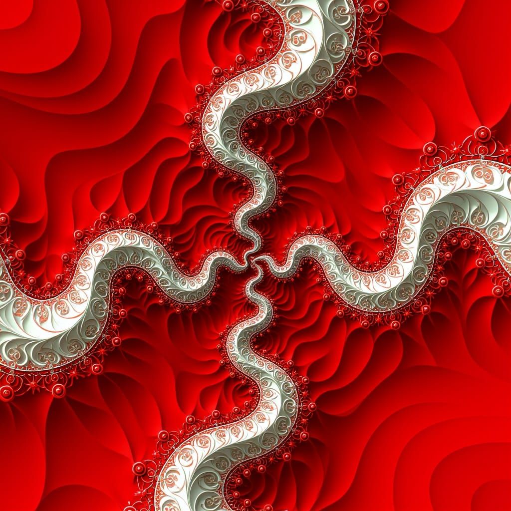 Vibrant Red Fractal Geometry in 3D