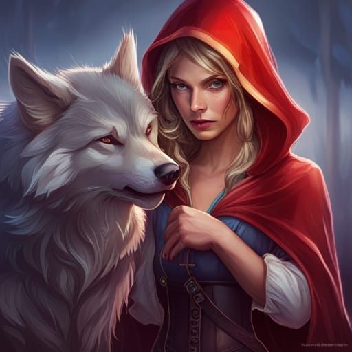 Red Riding Hood Portrait in Hyperdetailed Digital Art