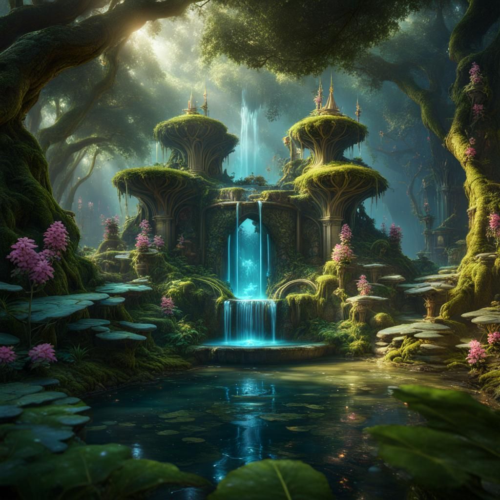 Fairy Forest: Water Fountains and Fairies in Matte Painting