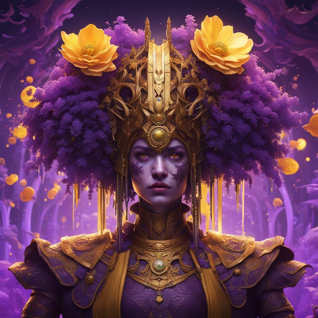 Fantasy Portrait in Purple and Yellow, Digital Art