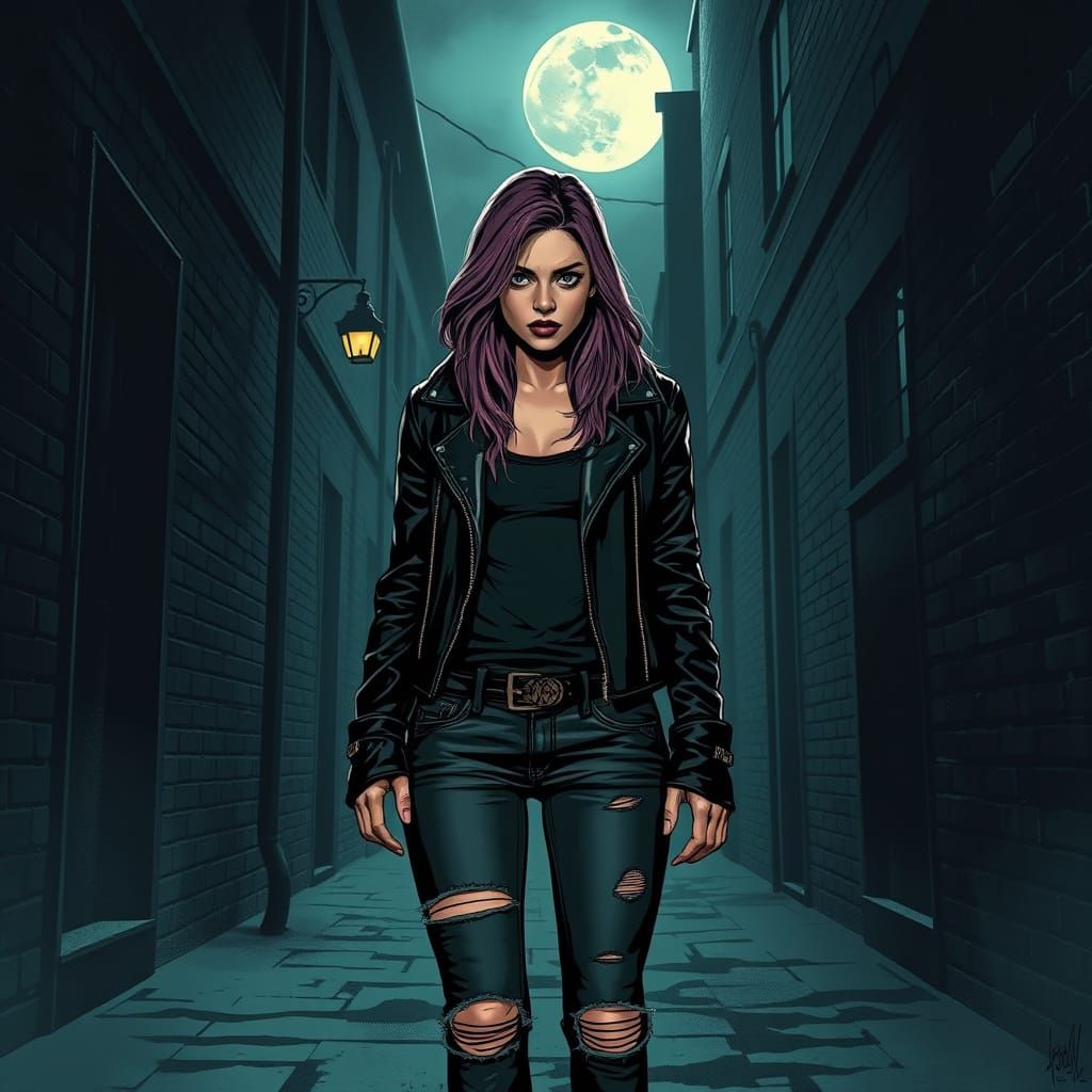 Becky Lynch in Moonlit Alleyway Art