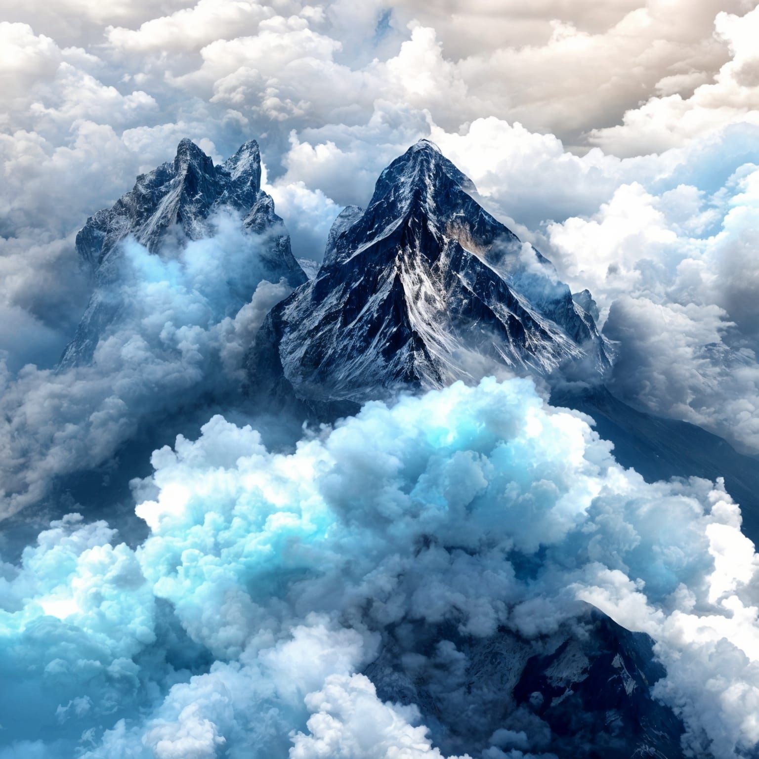 Majestic Mountain Peaks in a Sea of Clouds