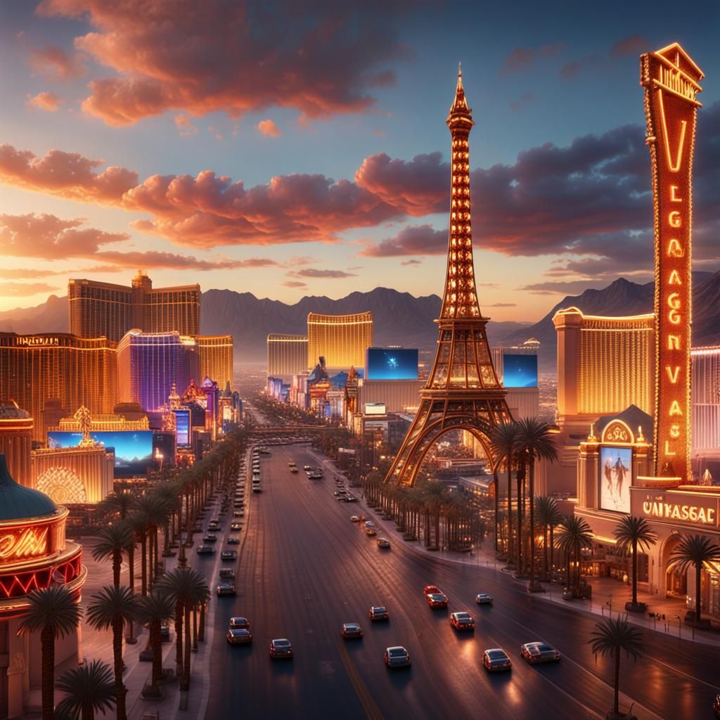 Las Vegas Sunset: Detailed Matte Painting