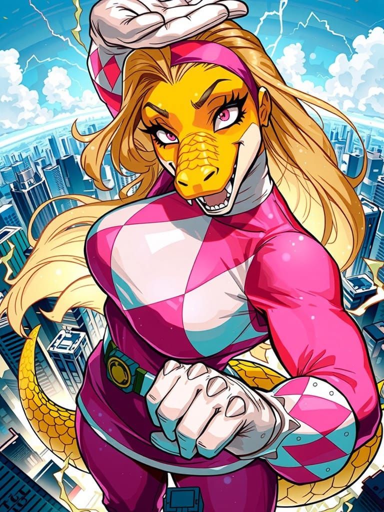 Giant Pink Croc Ranger in Dynamic Perspective