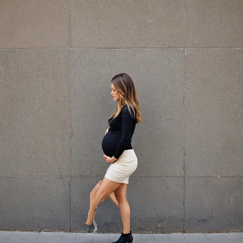 Pregnant Woman in Mini Skirt Fashion Portrait