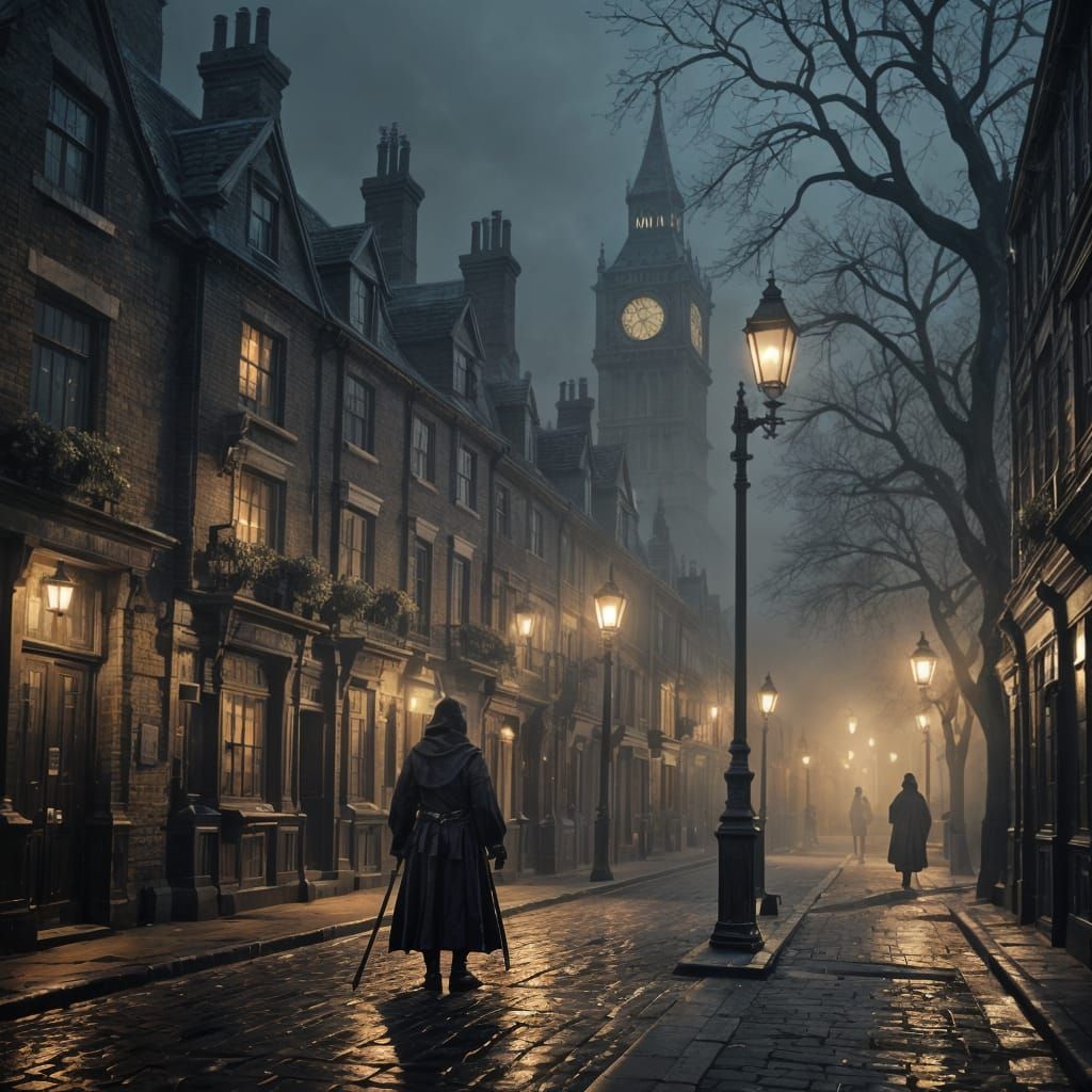 17th Century London Street at Night