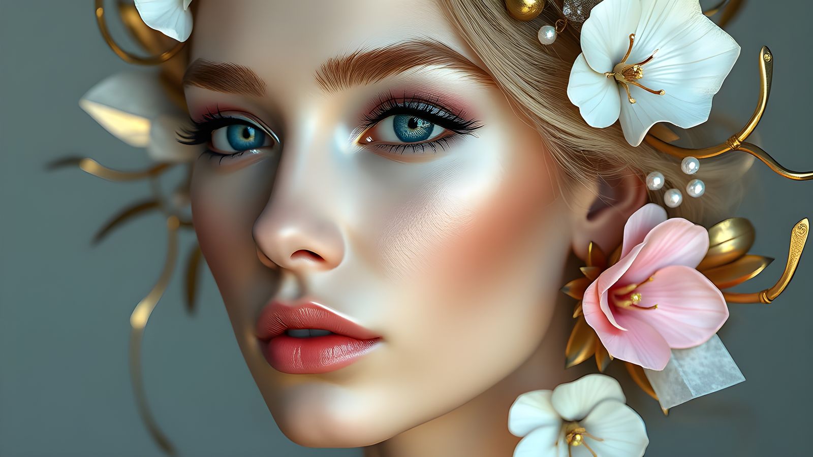 Ultrarealistic Portrait of Divine Beauty with Geometric Make...