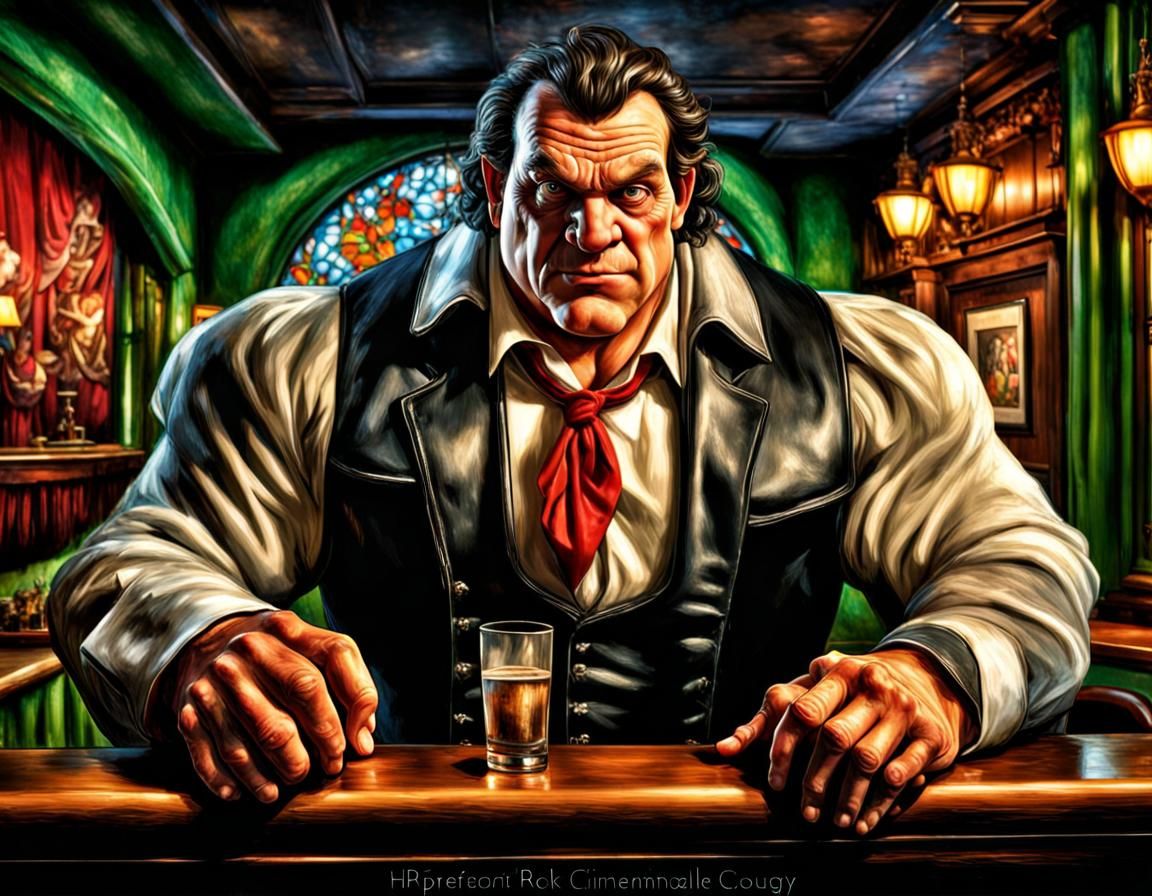 Handsome Mafia Giant in a Nightclub, 3D Digital Art