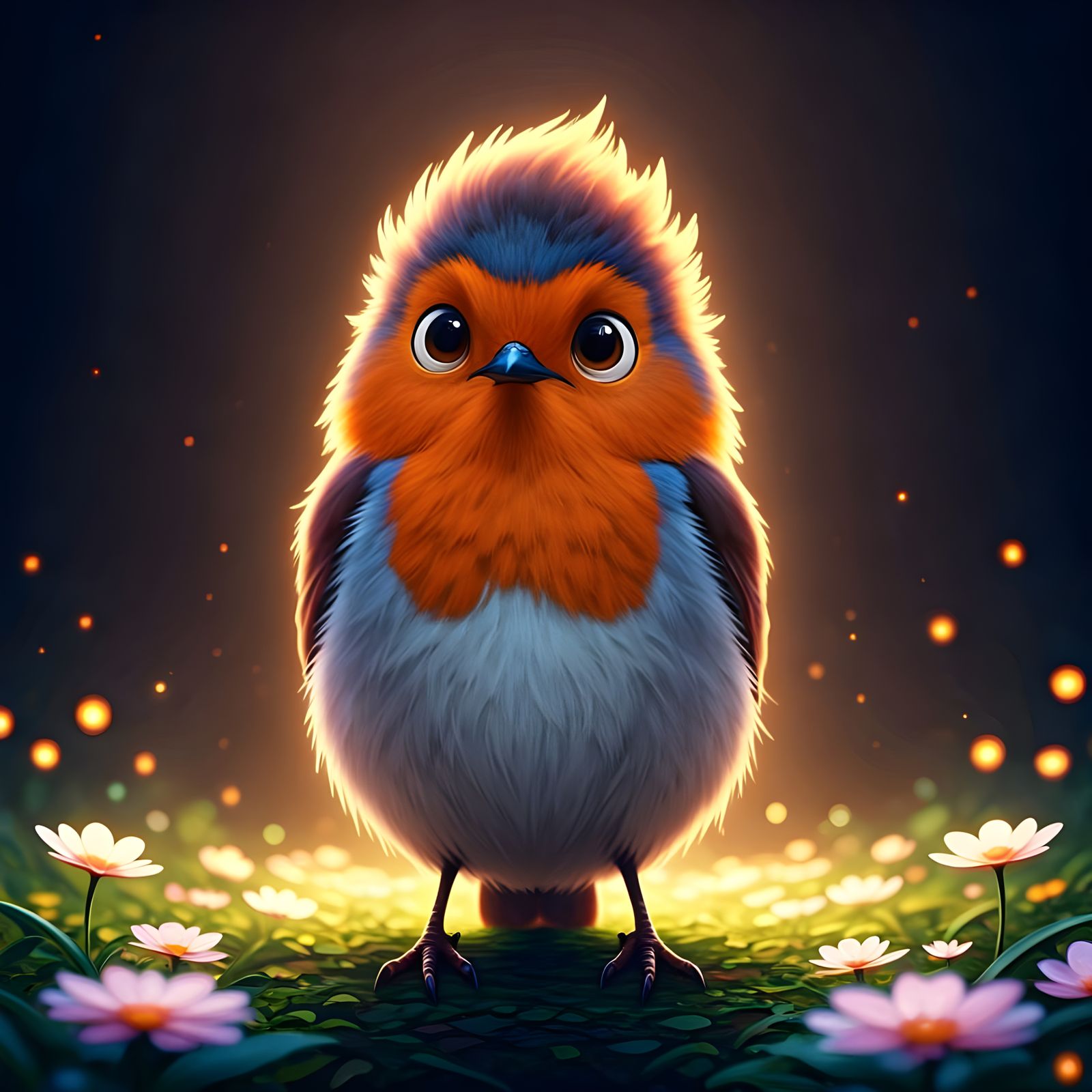 Proud Robin in Magical Forest, Pixar-Style 3D Render