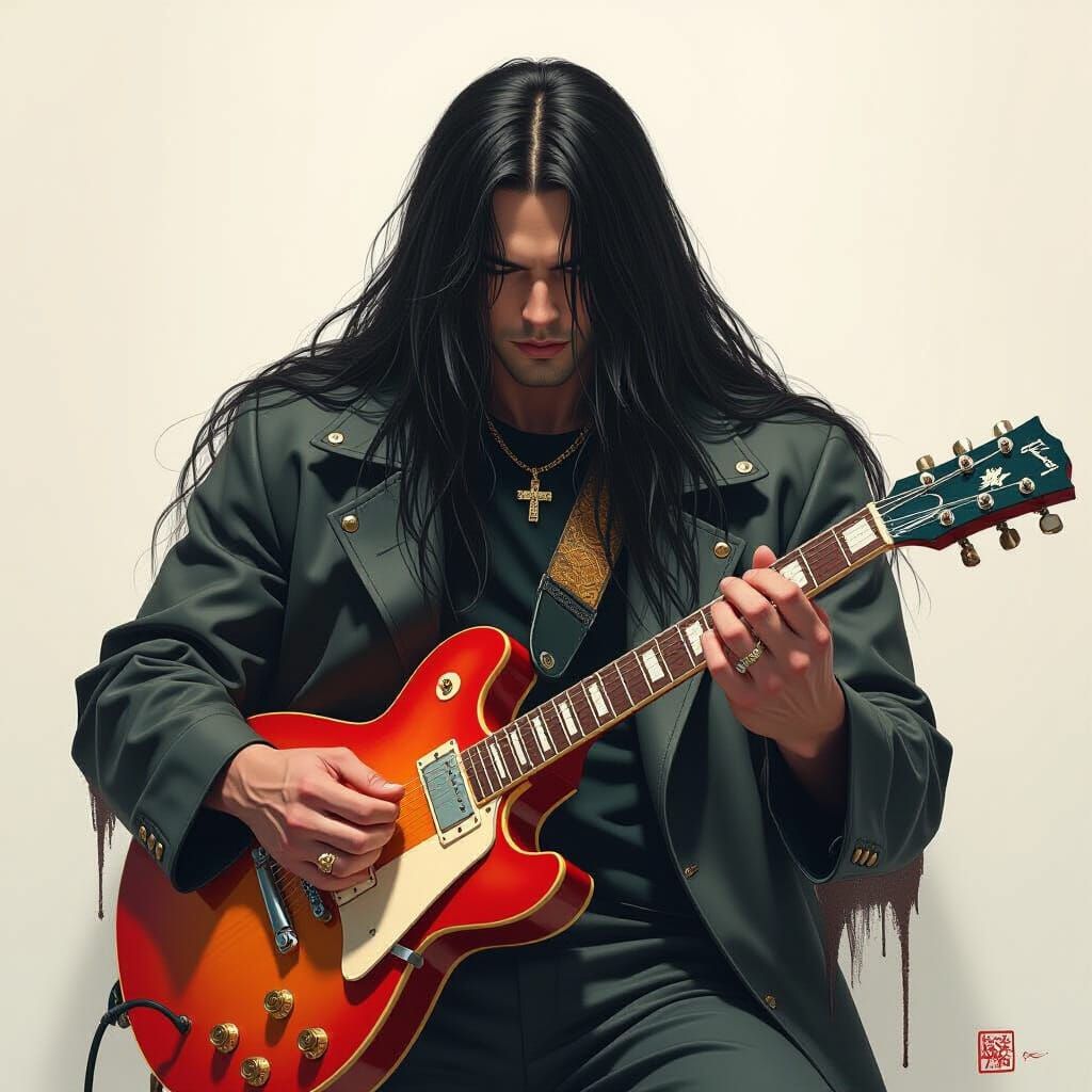 Monster Guitarist in Detailed Digital Painting Style