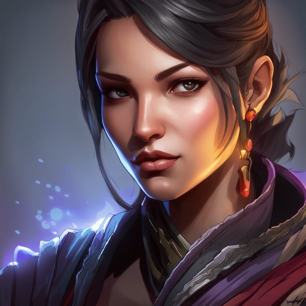 Anime Assassin Portrait in Art Nouveau Style