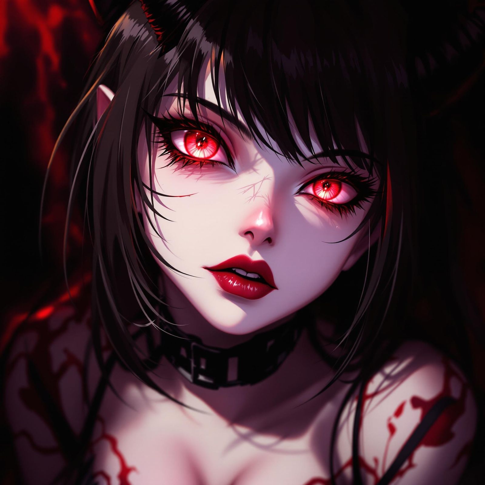Anime Demon Woman with Piercing Gaze