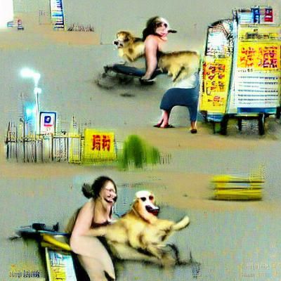 AI Interpretation of a Woman and Dog at the Park