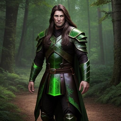 Muscular Forest Warrior with Green Aura
