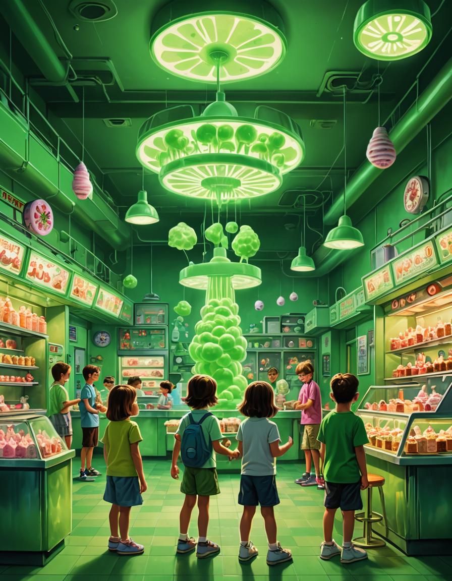 Nuclear Ice Cream Shop with Glowing Radiation