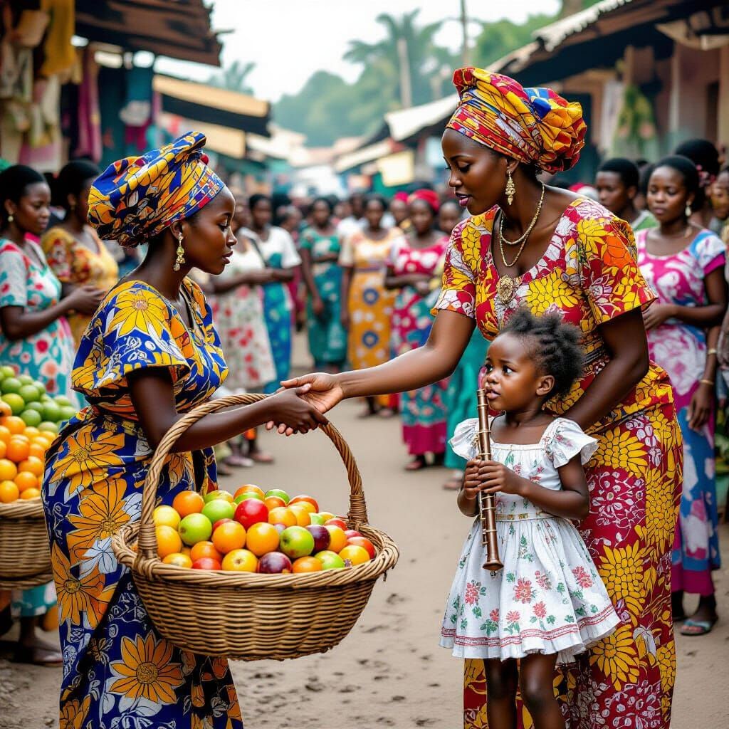 Dramatic Image of African Teenager withering Fruit