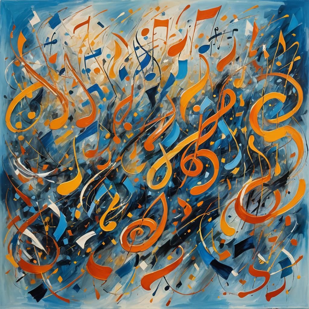 Abstract Expressionist Symphony of Vibrant Shapes and Symbol...