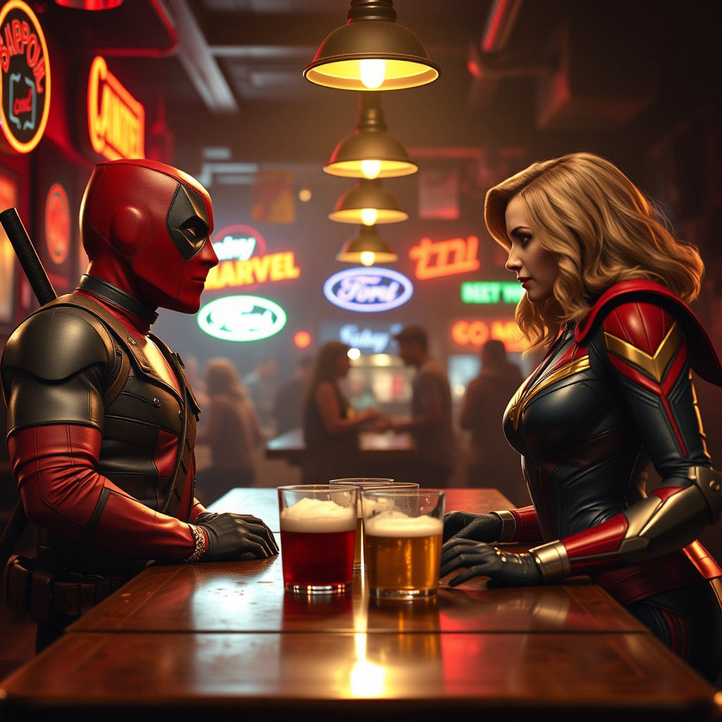 Deadpool and Captain Marvel Play Beer Pong