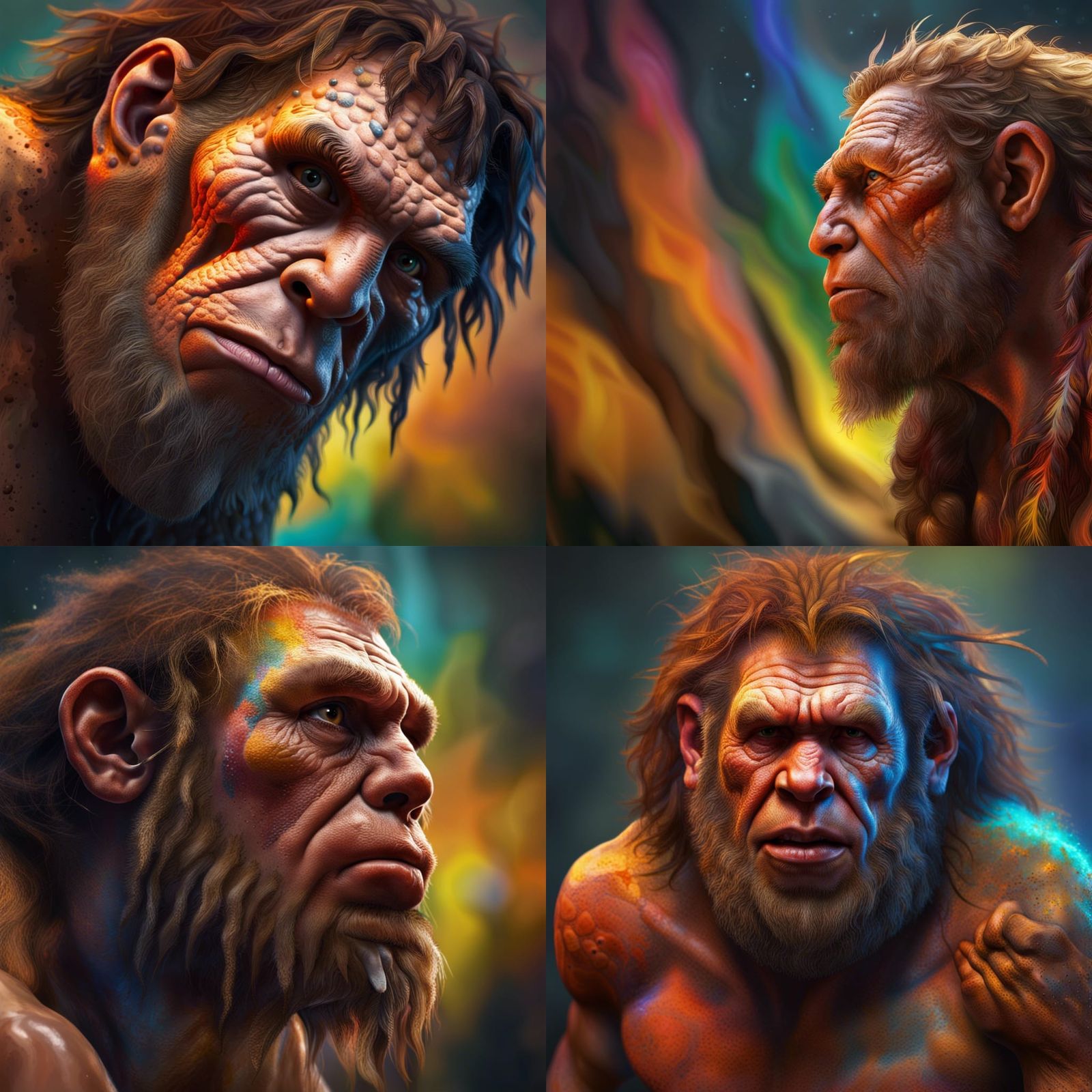 Hyperrealistic Neanderthal Man Concept Art Portrait