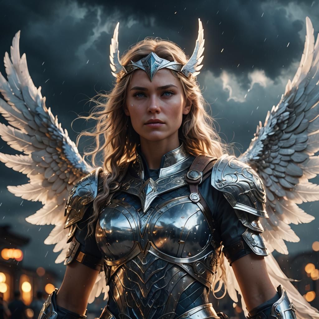 Luminescent Valkyrie Portrait in Magical Realism