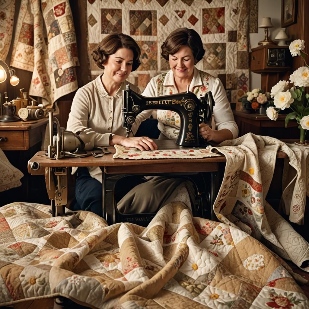 Cozy Quilt Scene in Golden Light