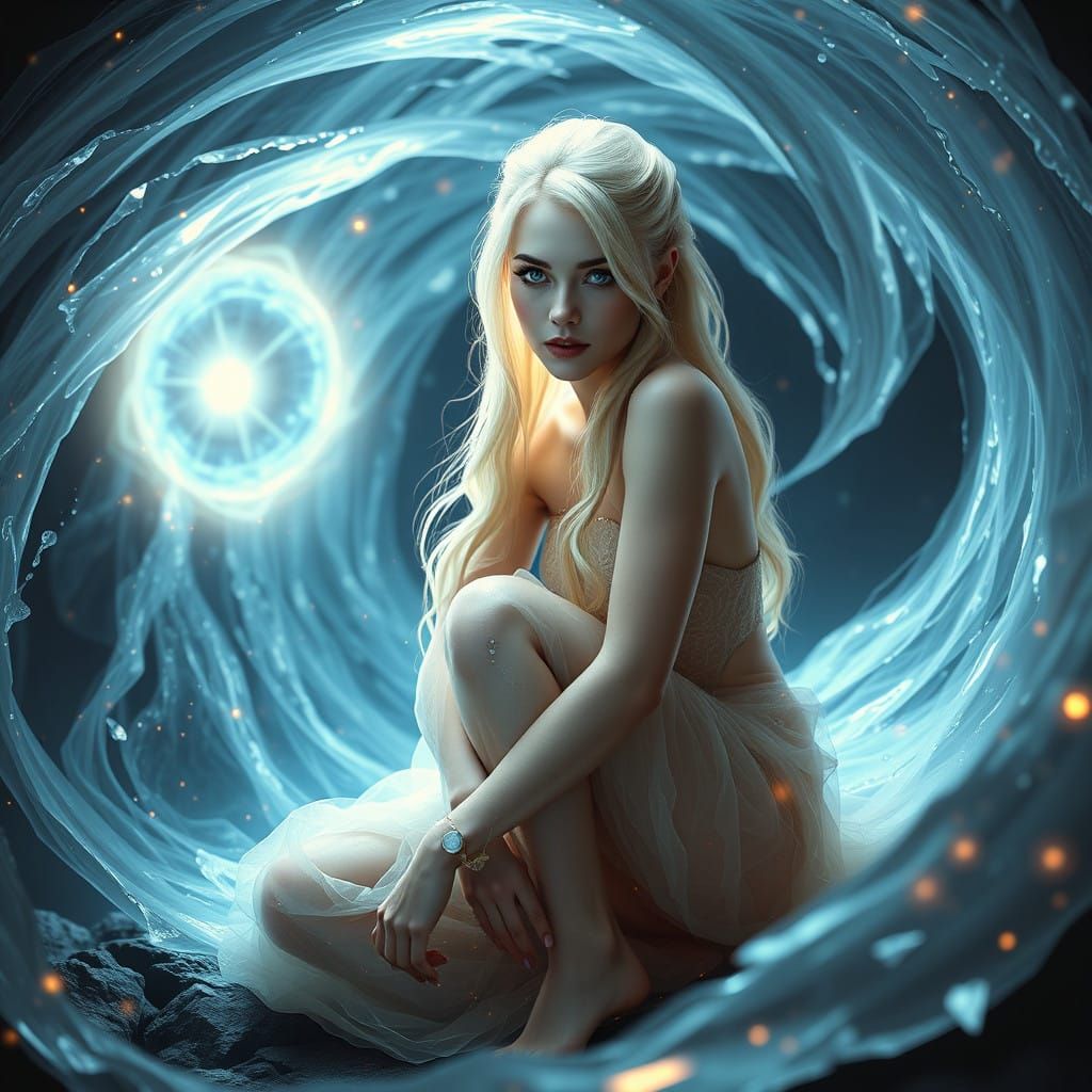 Ethereal Blonde Supermodel and Magic Portal