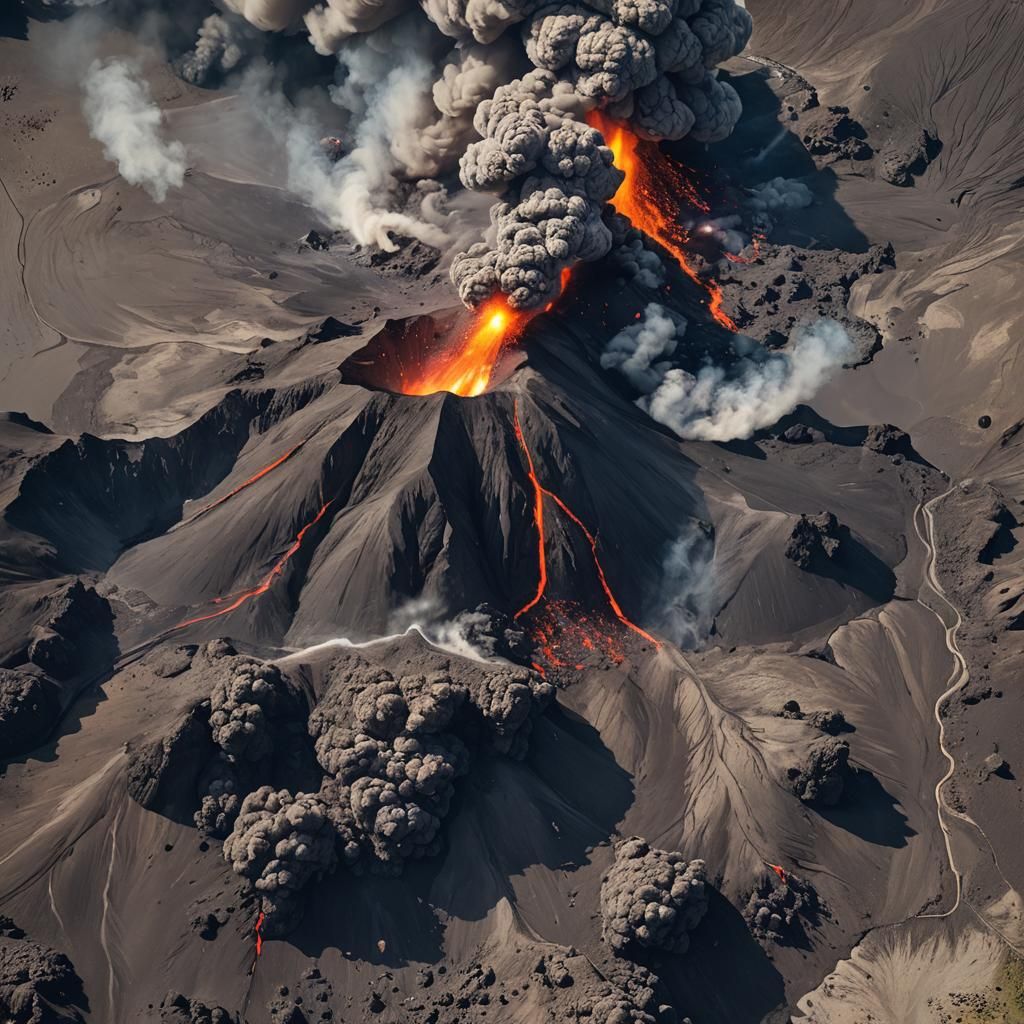 Dramatic Volcano Eruption Digital Rendering