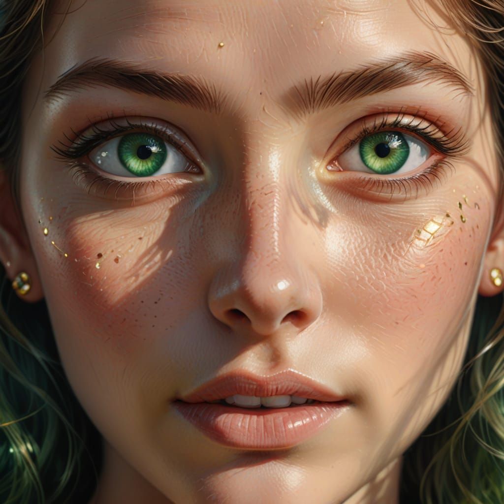 Woman with Emerald Eyes: Digital Portrait