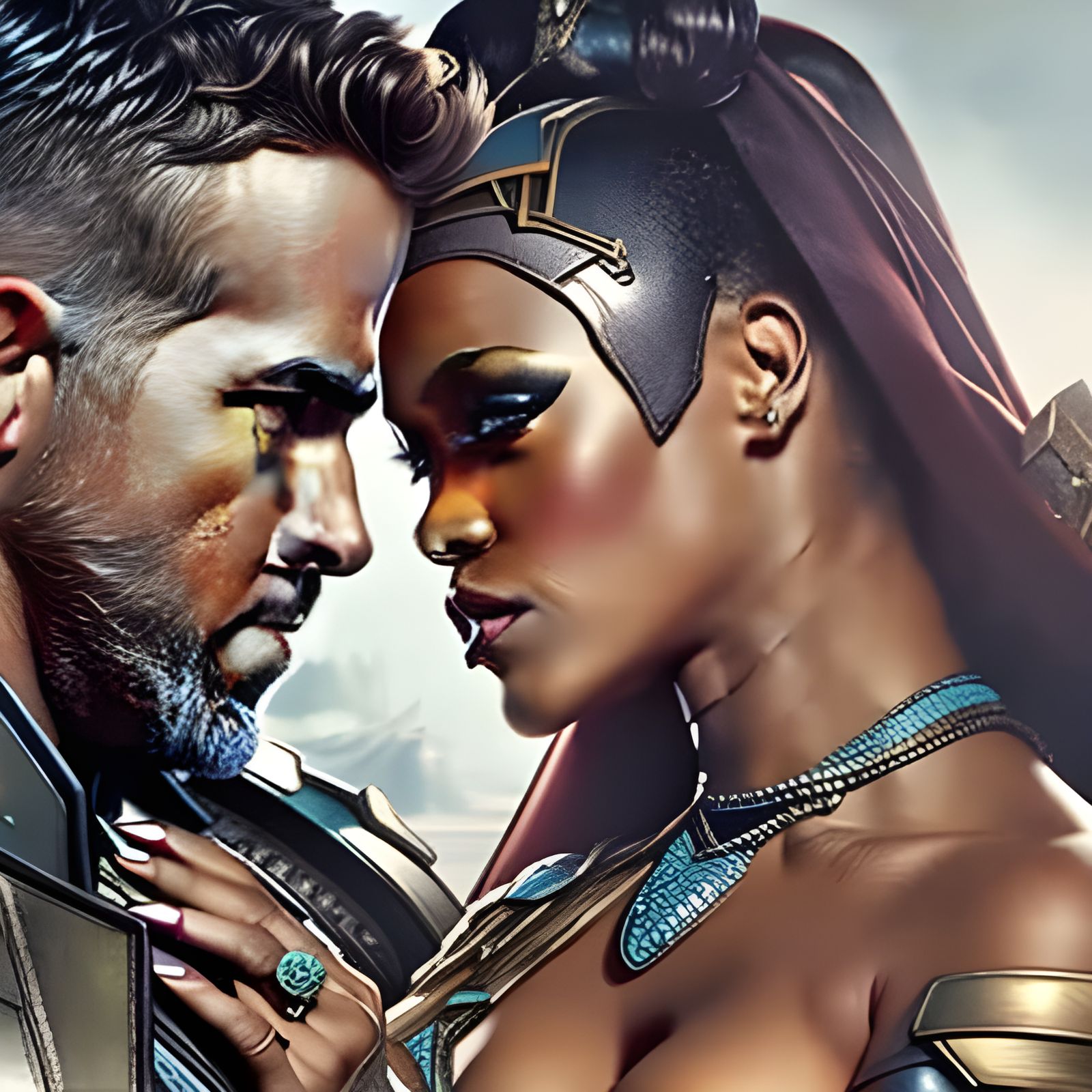 Detailed Rococo Close-up of Two Figures