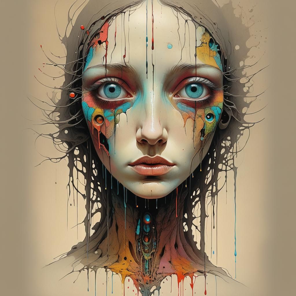 Bohemian Eyes Drawing in Beksiński Style