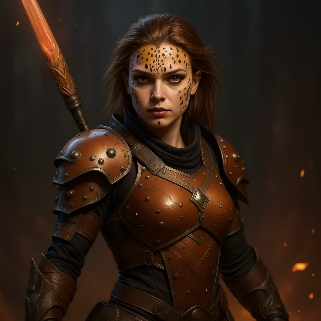 Cheetara: Muscular Warrior in Action Pose