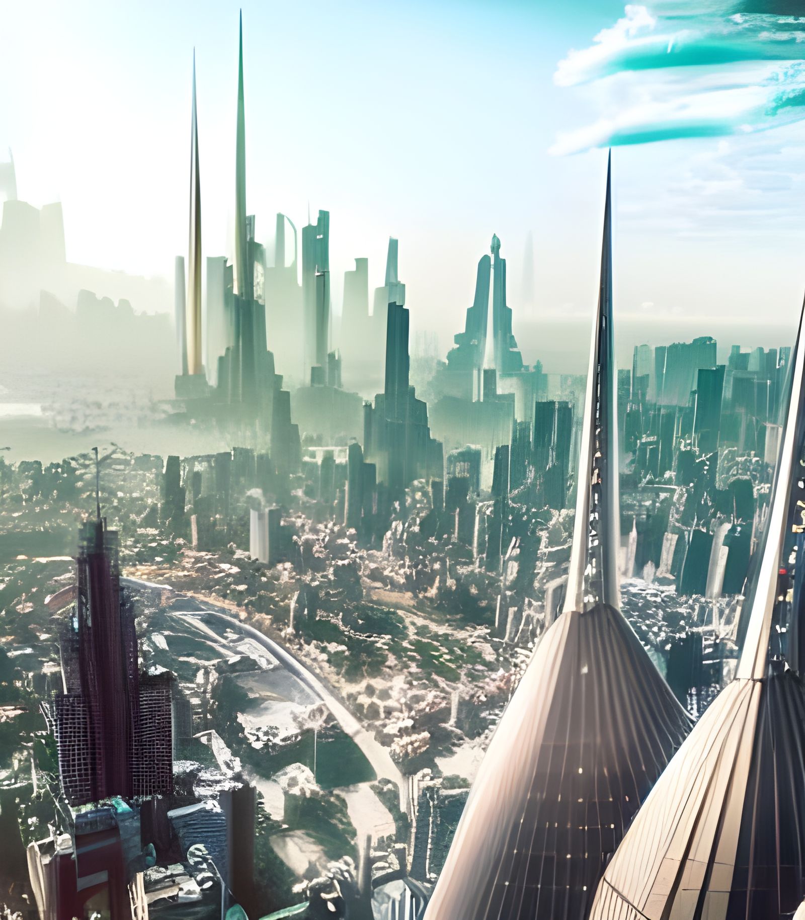 Endless Futuristic City View from Space in 8k