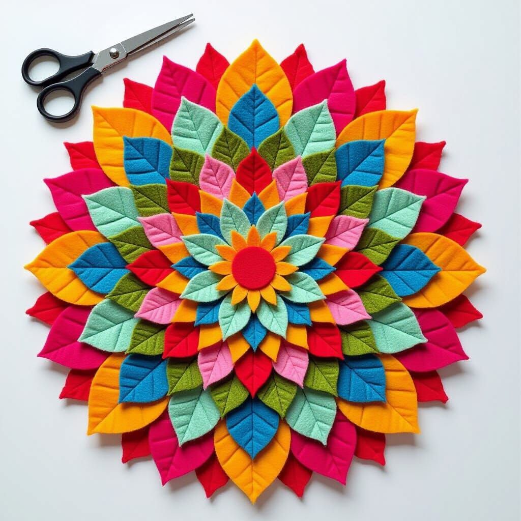 Felt Mandala: Colorful Layered Geometric Design