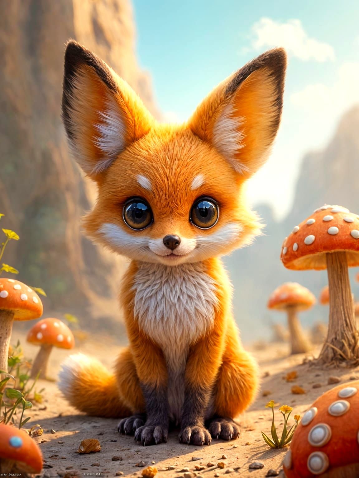 Fantasycore Chibi Fennec Fox Cub Owl Portrait