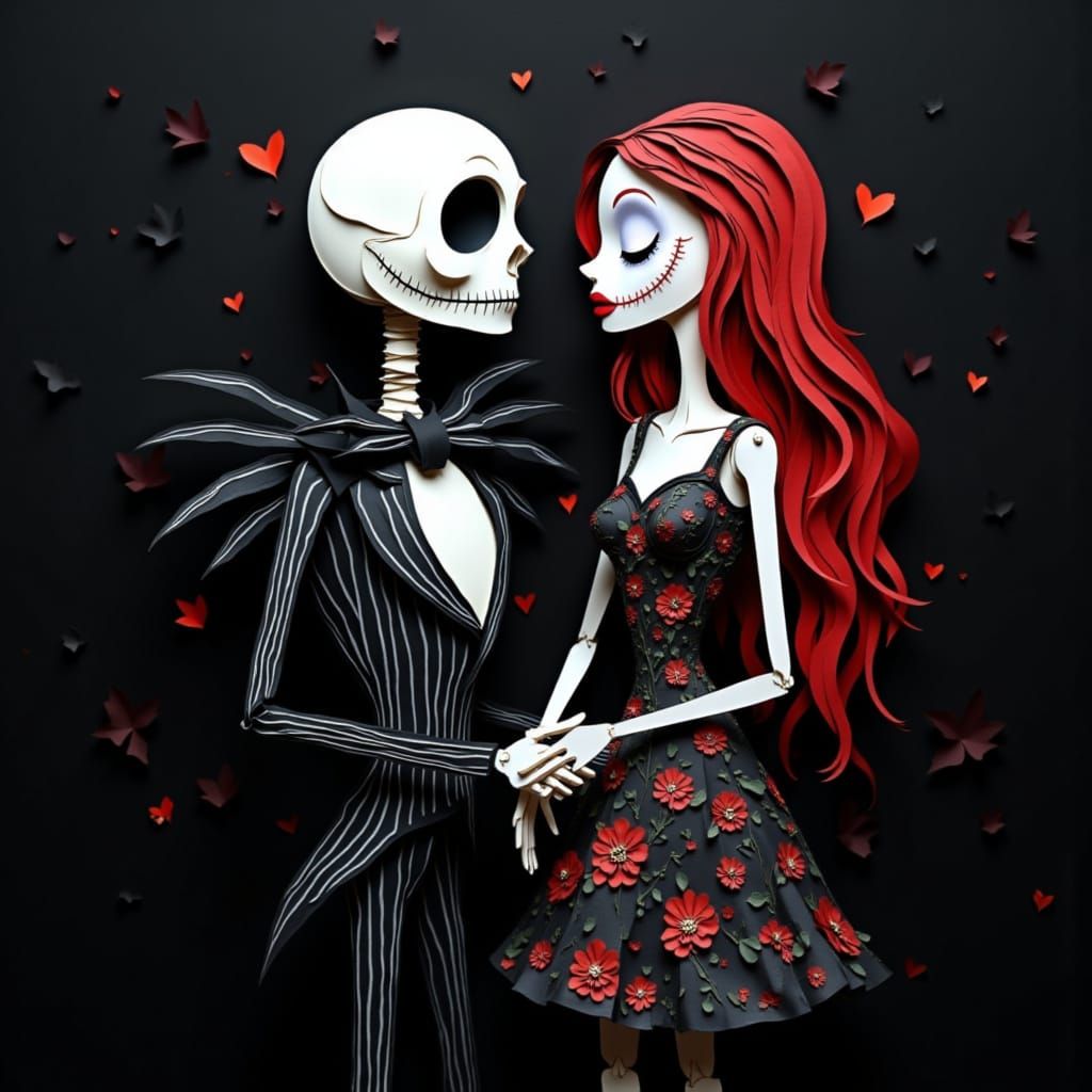 Jack and Sally in Cut Paper Style
