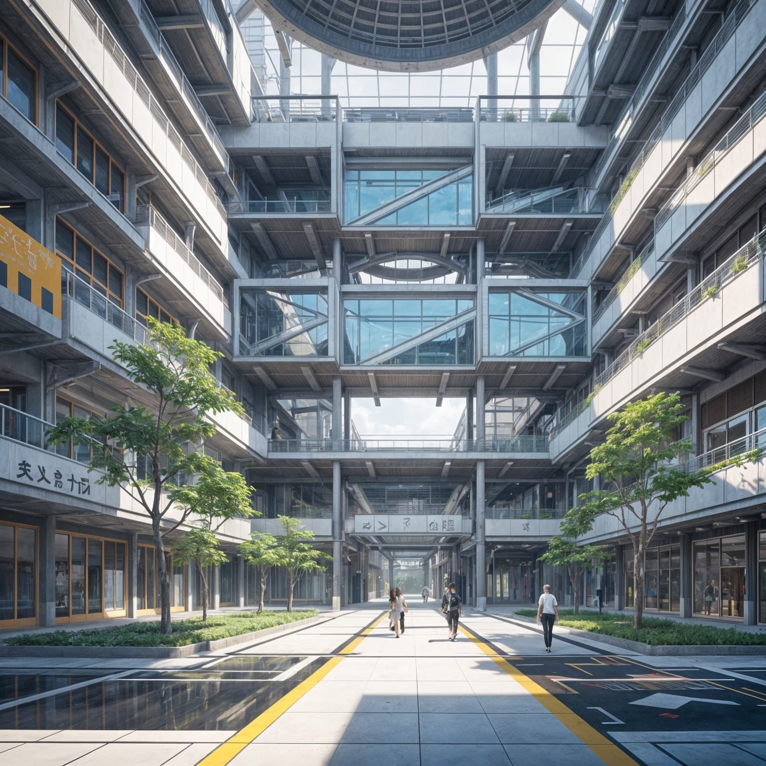 Futuristic School Campus in 3D Anime Style