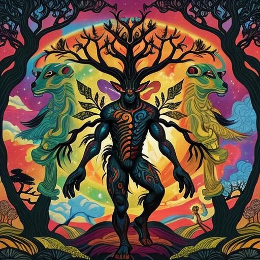 Psychedelic Creatures Dancing Silhouettes