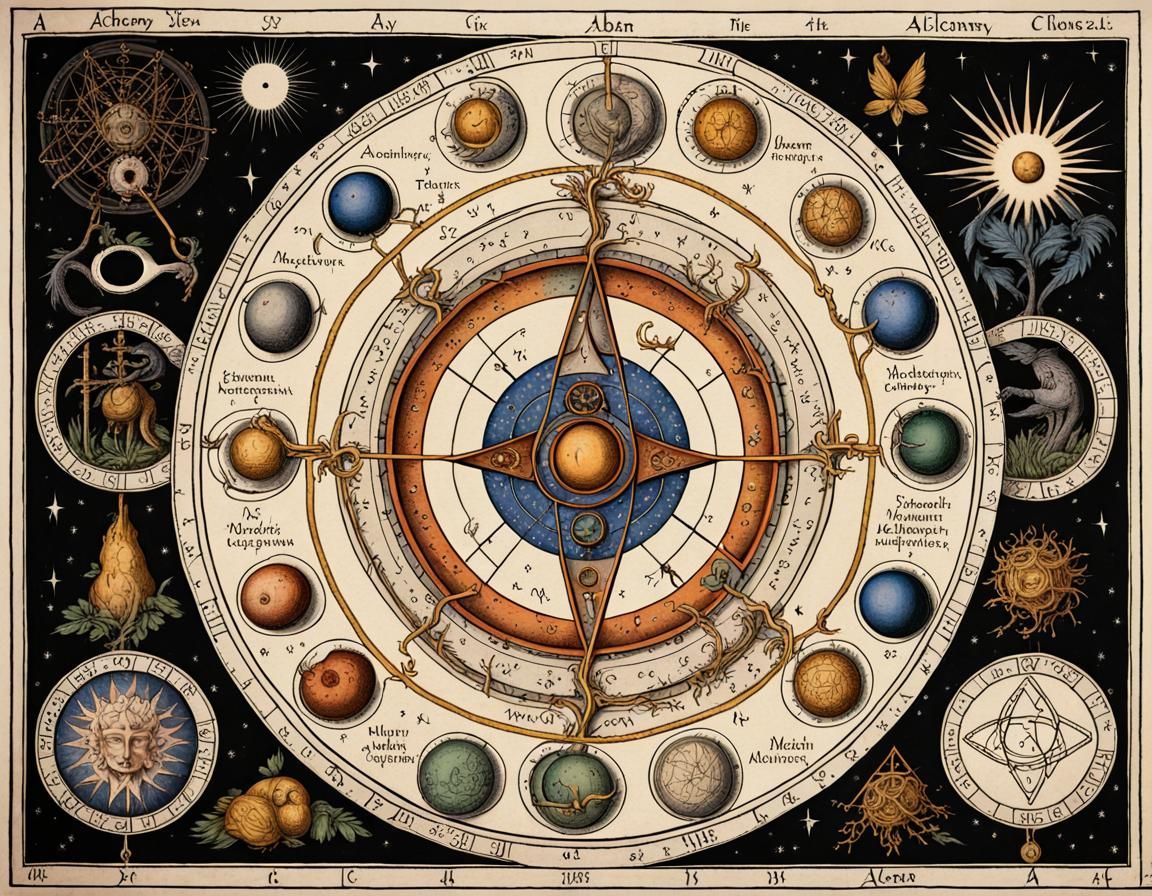 Gothic Alchemy Astrology Chart with Hermetic Symbols