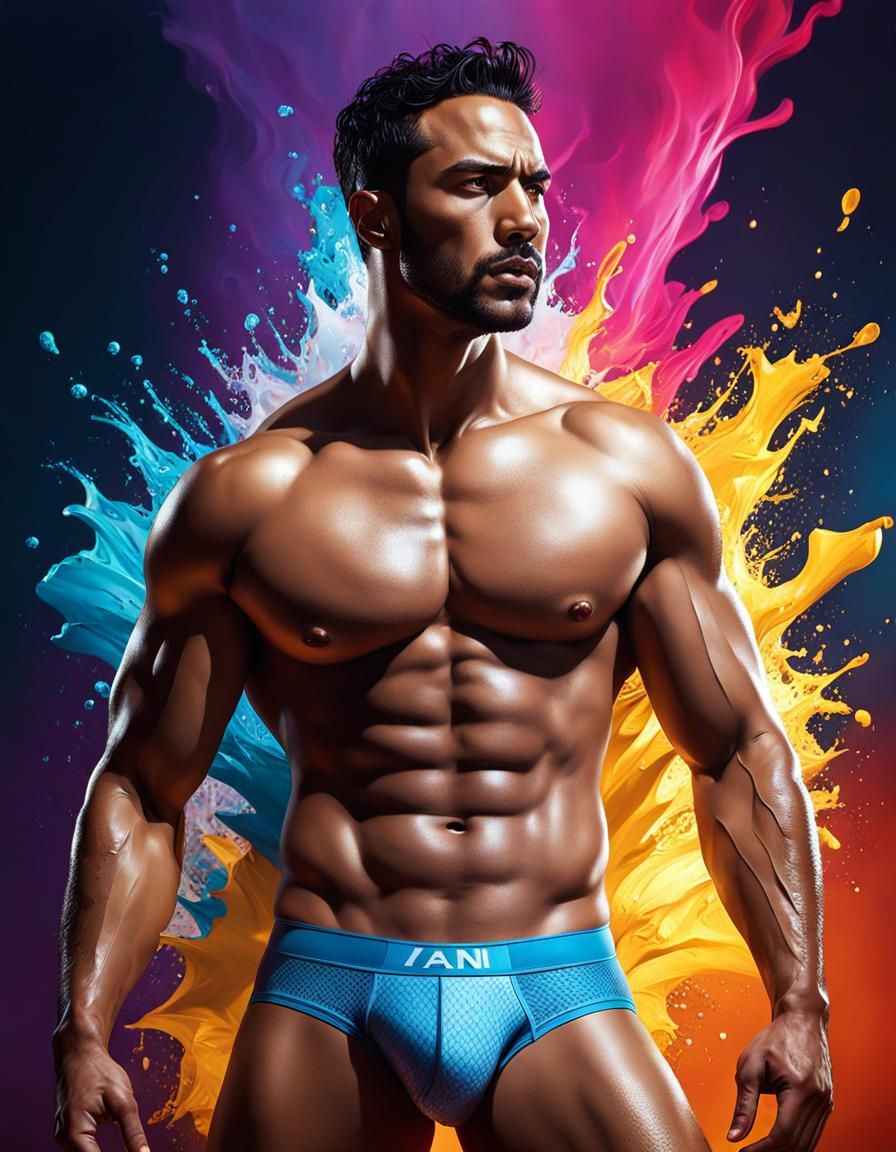 Hyperrealistic Image of Attractive Men in Underwear